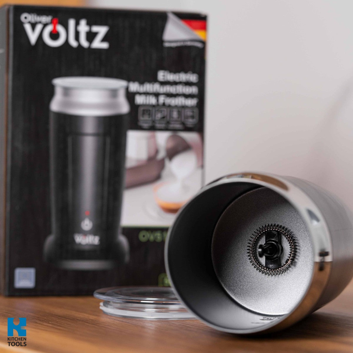 Уред за разпенване на мляко 3в1 Oliver Voltz OV51176A, 240 мл, 500W, термозащита STRIX, Неръждаема стомана, Черен/сив