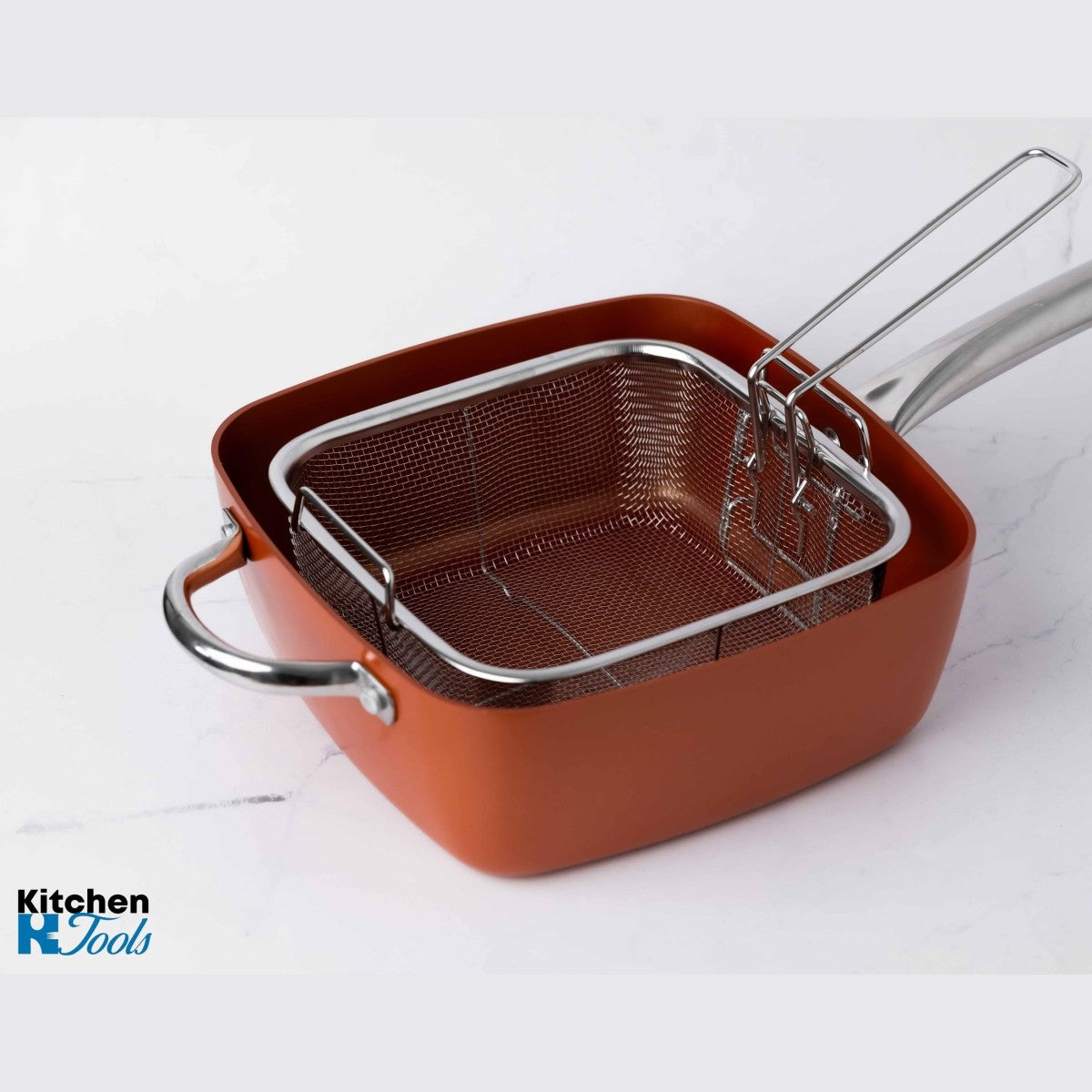 Мултифункционален комплект тиган с незалепващо покритие, 24x24x9.5 см, 4.5 литра, фритюрник, подходящ за фурна, Oliver Voltz