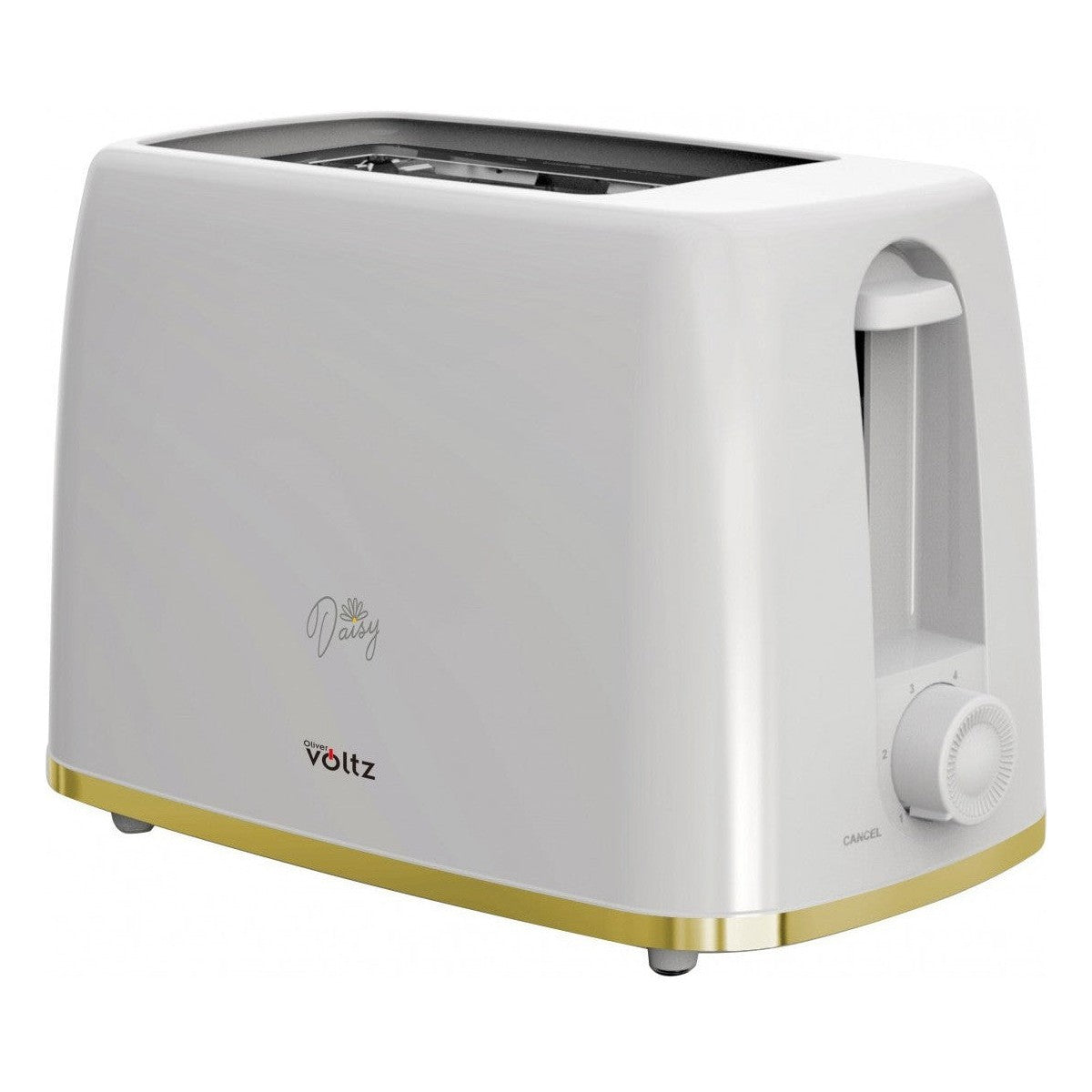 Тостер, 2 филийки, 700 W, 6 нива на препичане, тава за чипс, автоматично отваряне, Oliver Voltz Daisy, бял