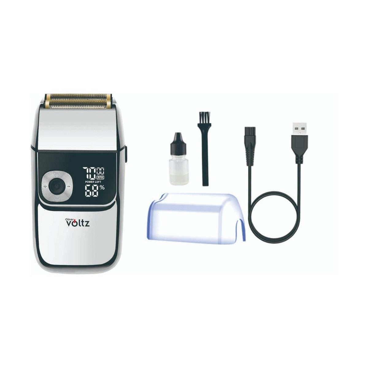 Самобръсначка Oliver Voltz OV51814C, 5W, LCD, IPX4, 1400mAh, Автономия до 2ч, 3 скорости, USB, Инокс