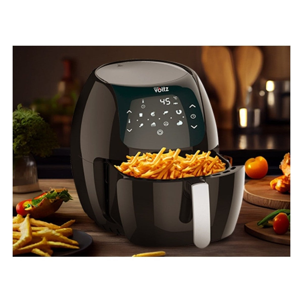 Airfryer 8 в 1, 1800W, 7.7 литра, 80°C - 200°C, 60 мин. таймер, LED екран, 8 програми, Oliver Voltz, черен