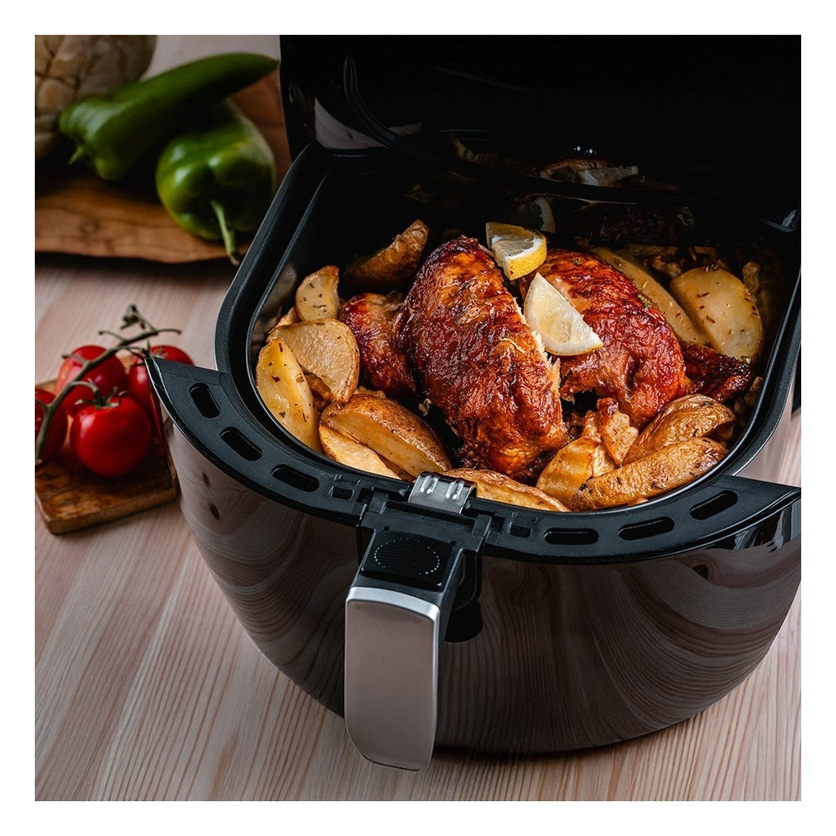 Airfryer 8 в 1, 1800W, 7.7 литра, 80°C - 200°C, 60 мин. таймер, LED екран, 8 програми, Oliver Voltz, черен