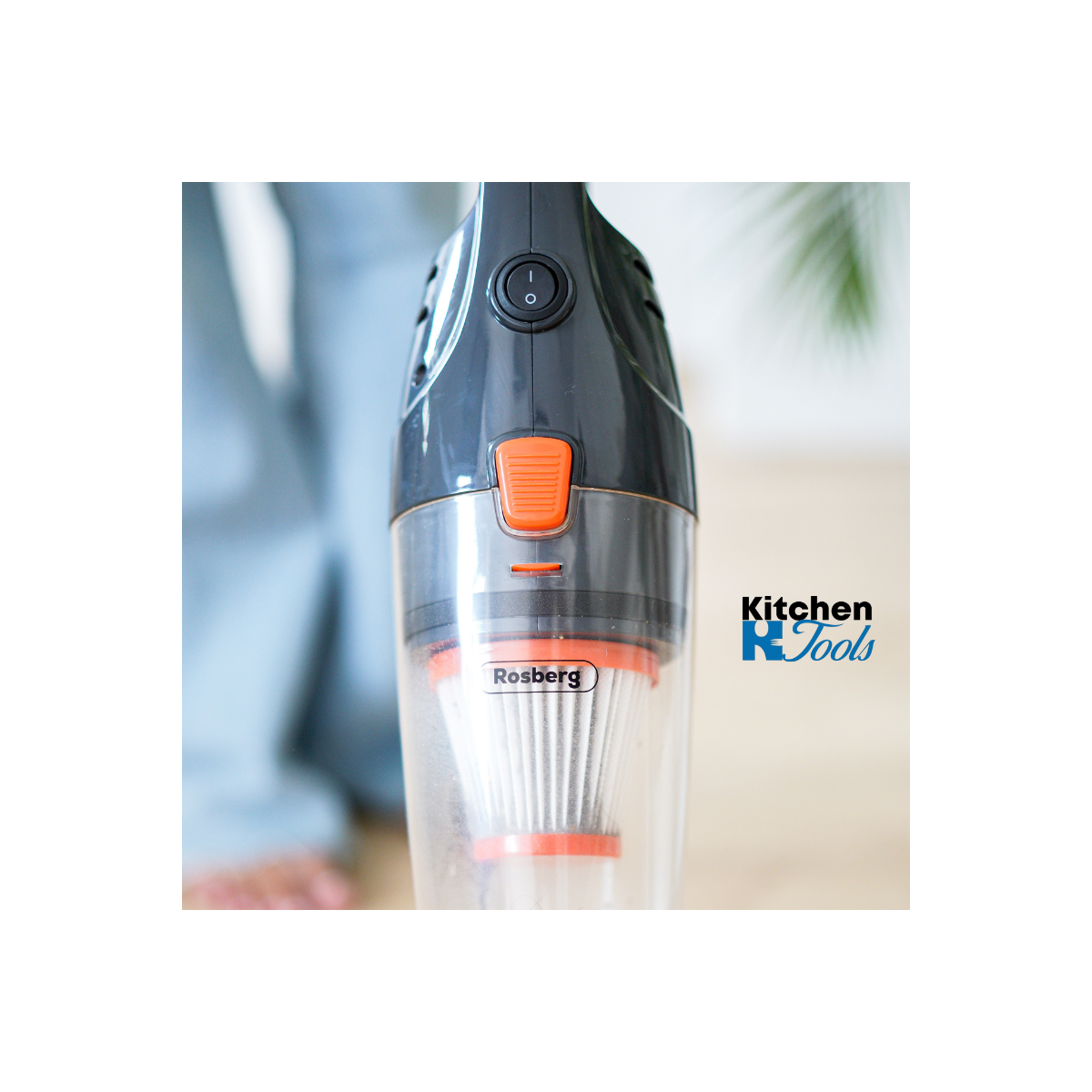 ВЕРТИКАЛНА ПРАХОСМУКАЧКА 2 В 1 Rosberg, 600W, 800 ml, HEPA филтър, циклонна система, черна, без торба