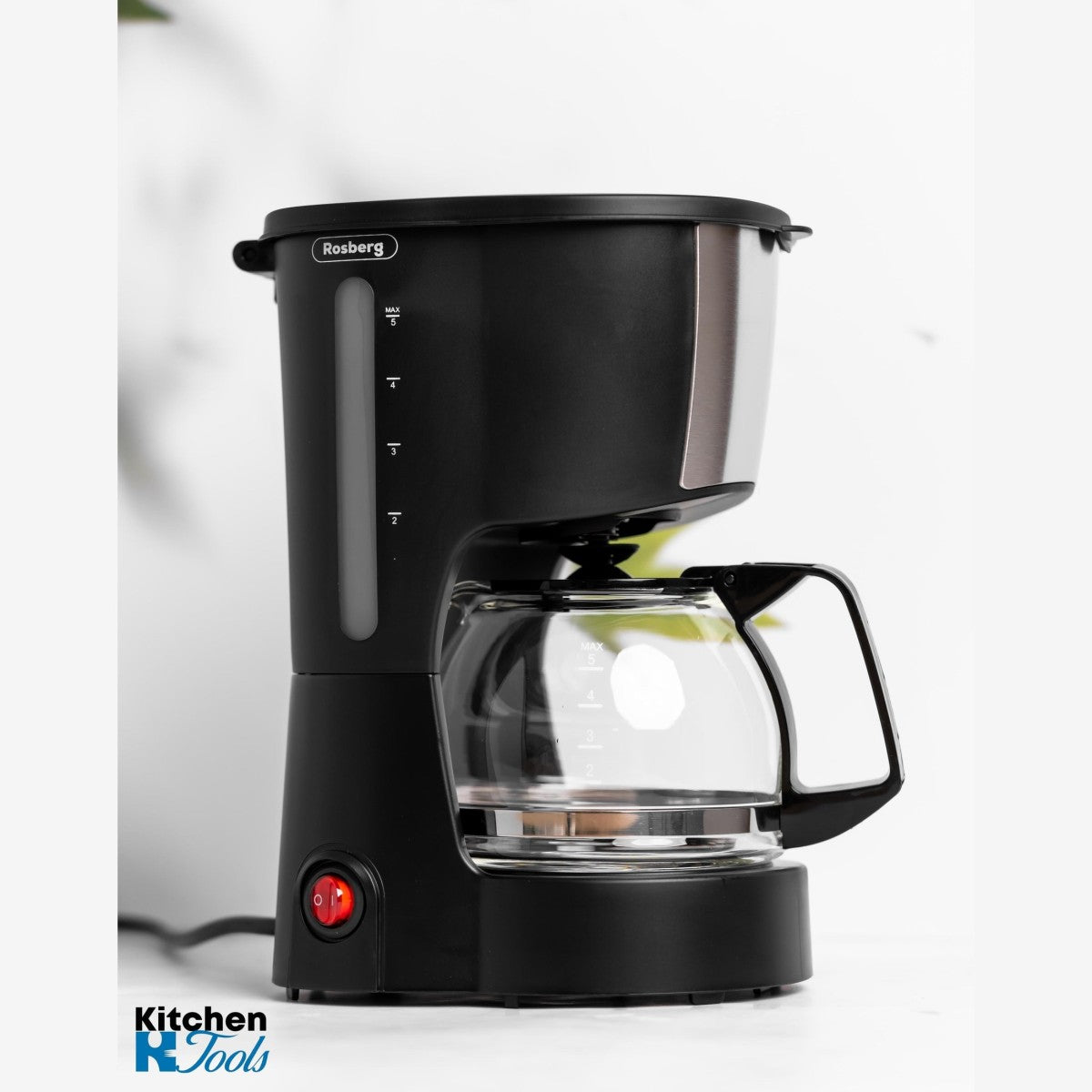 Филтърна кафе машина, 600W, 600 мл, термоустойчив стъклен съд, пластмасов филтър, Rosberg