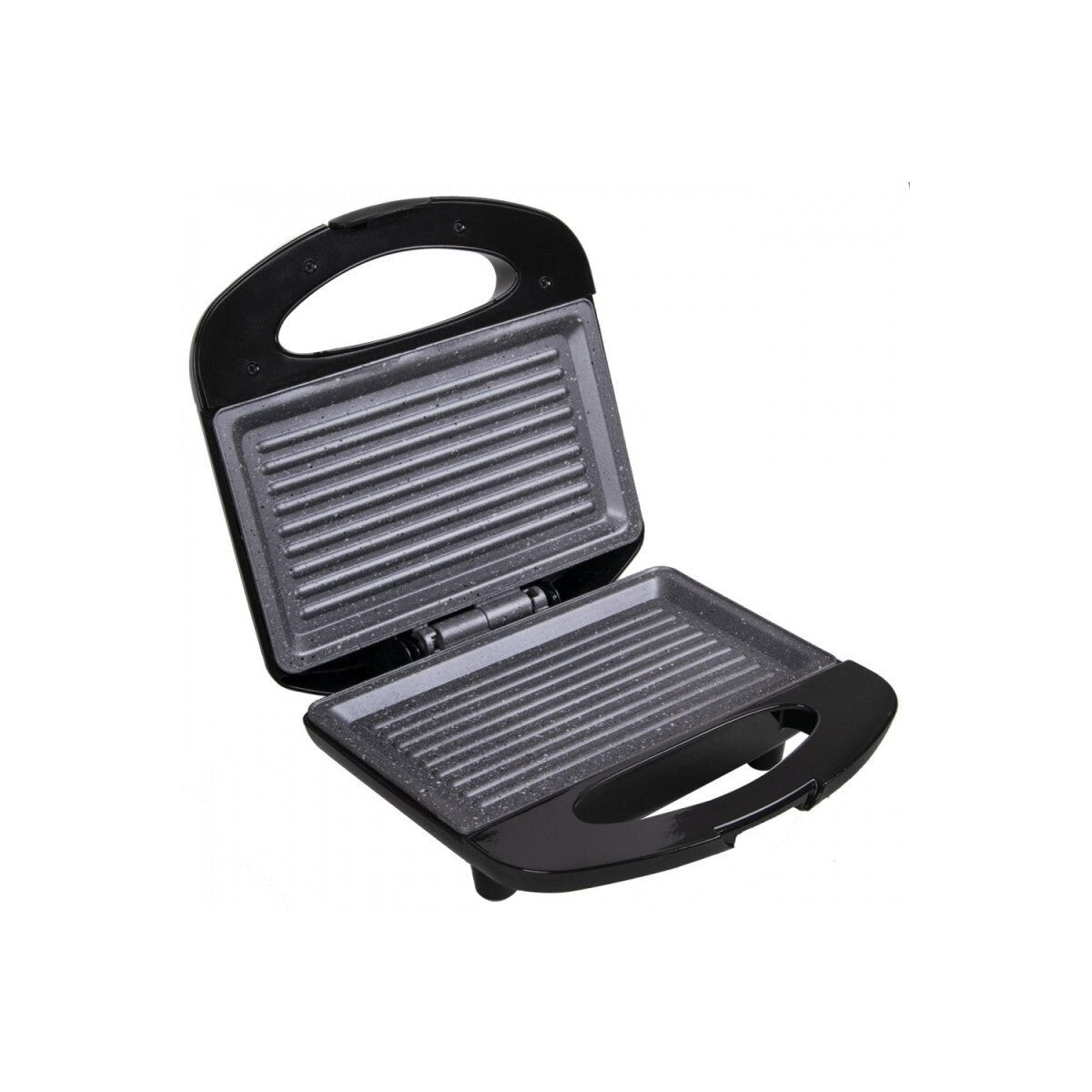 Машина за сандвичи, 750W, 2 филийки, незалепваща, мраморна, неръждаема стомана / черна, Rosberg