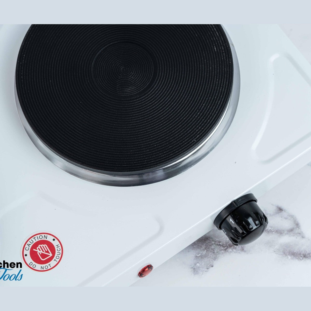 Двоен електрически котлон, 2500 W, 5 степени, 51x26x6 см, чугунен нагревател, Rosberg, Бял
