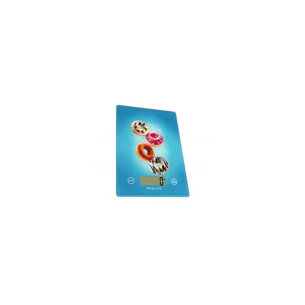 Кухненска везна Oliver Voltz OV51651KD Doughnut, 5 кг, ТАРА, Стъклена, Донат, Син