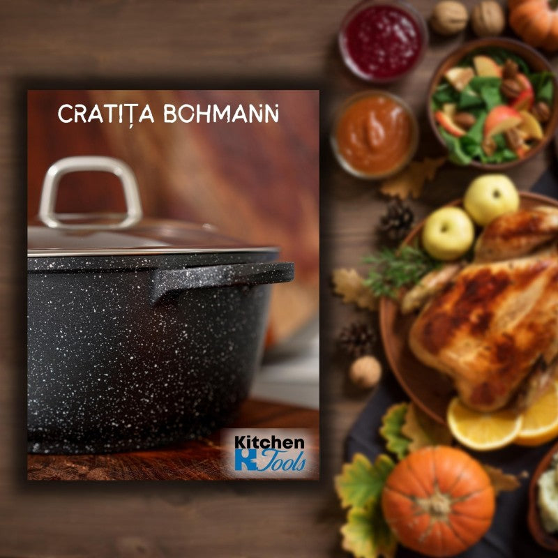 Алуминиева тенджера Bohmann 13L, 36x16CM, екстериор и интериор гранит, с капак