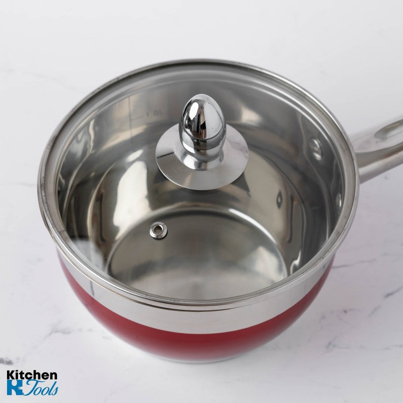 Комплект от 8 части, термоустойчиви тигани от неръждаема стомана, 1.8l/2.5l/3.5l/5.9l, Bohmann, Червен