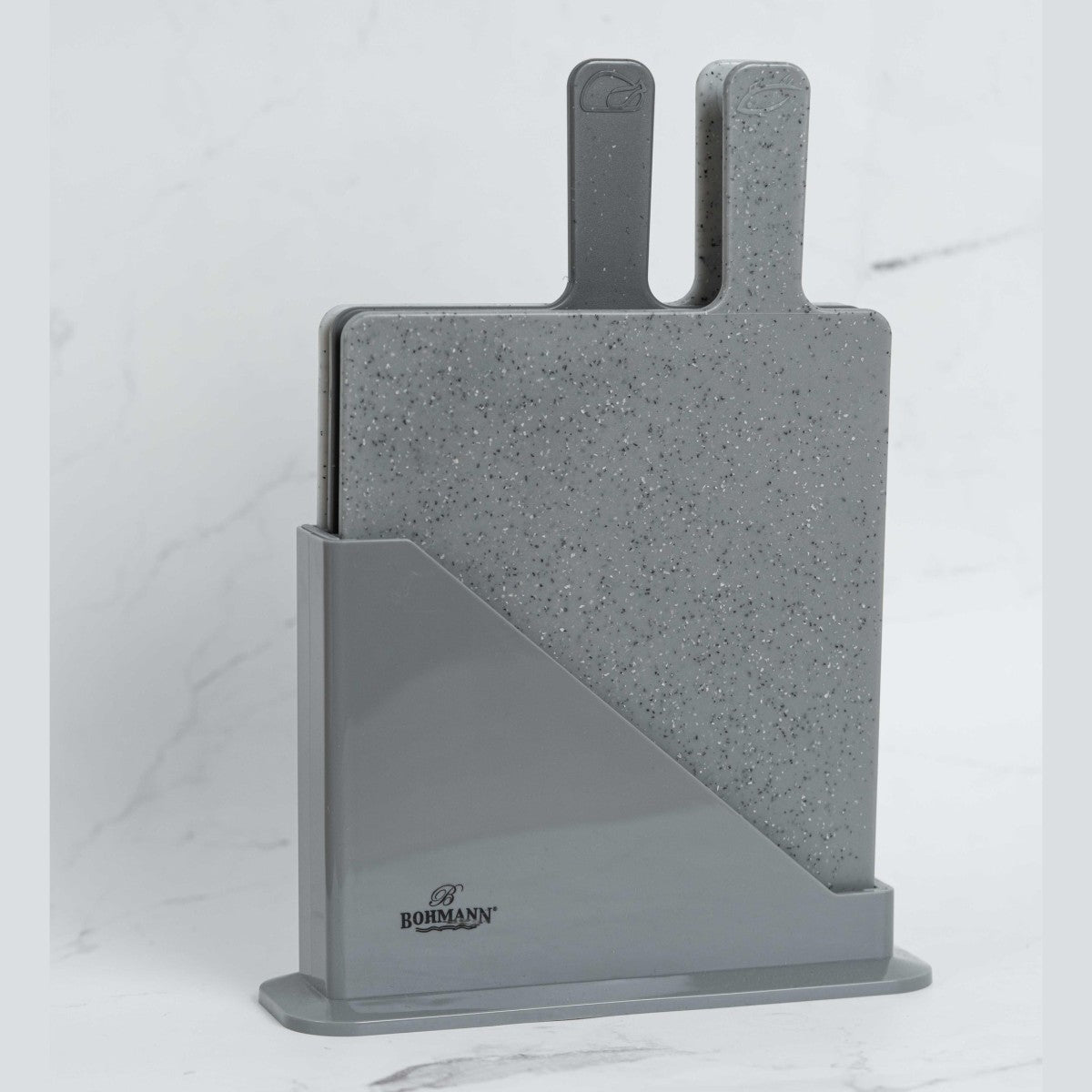 Комплект от 3 броя пластмасови чопъри, 23,5x20x0,55 см, Bohmann, включена стойка, сиви