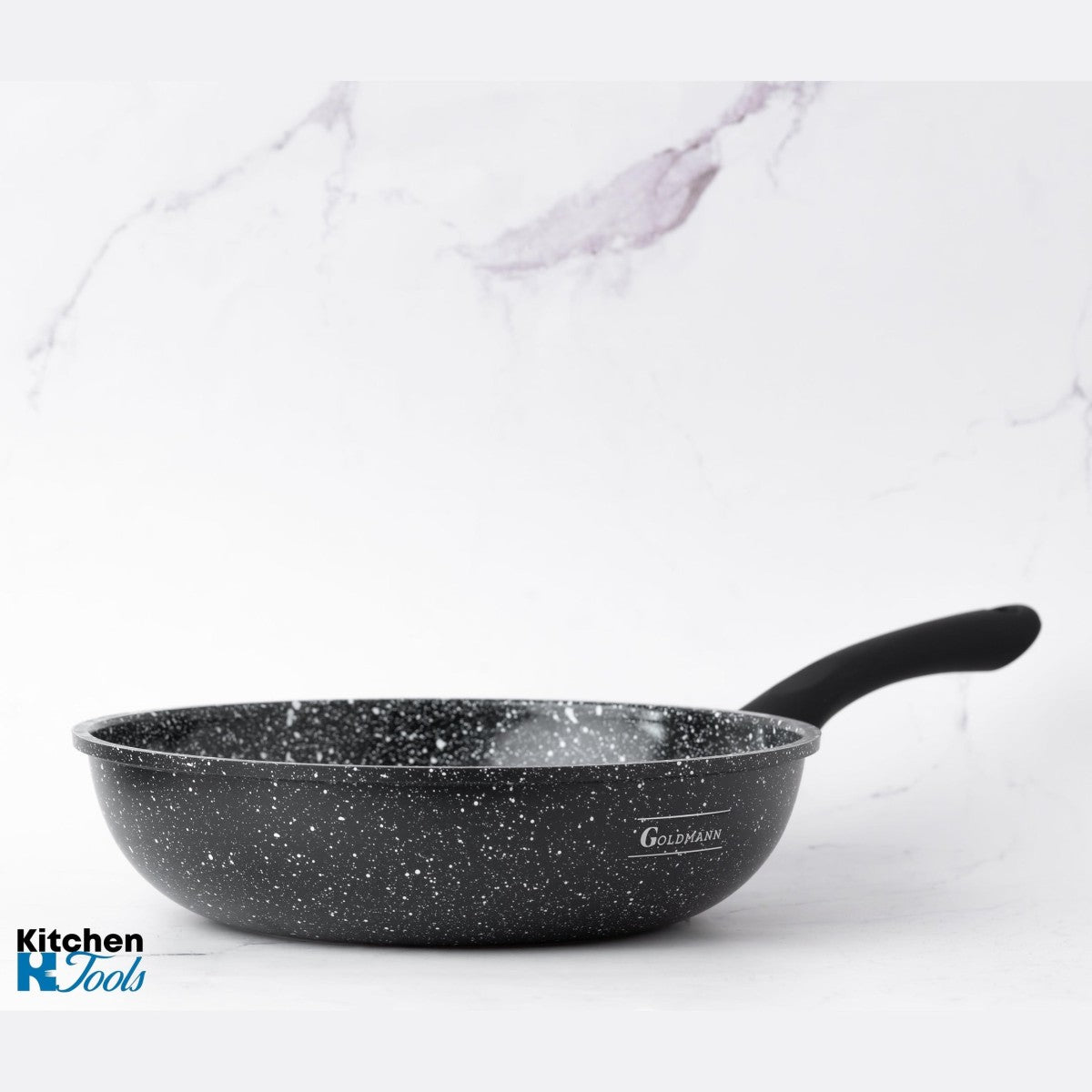 WOK тиган с незалепващо покритие, 26x5.5cm 2.9 L, керамично покритие, мека дръжка, Goldamnn, мрамор