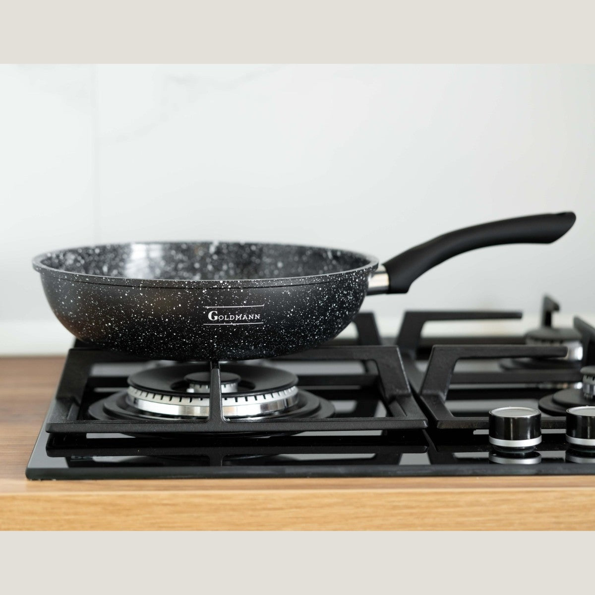 WOK тиган с незалепващо покритие, 26x5.5cm 2.9 L, керамично покритие, мека дръжка, Goldamnn, мрамор