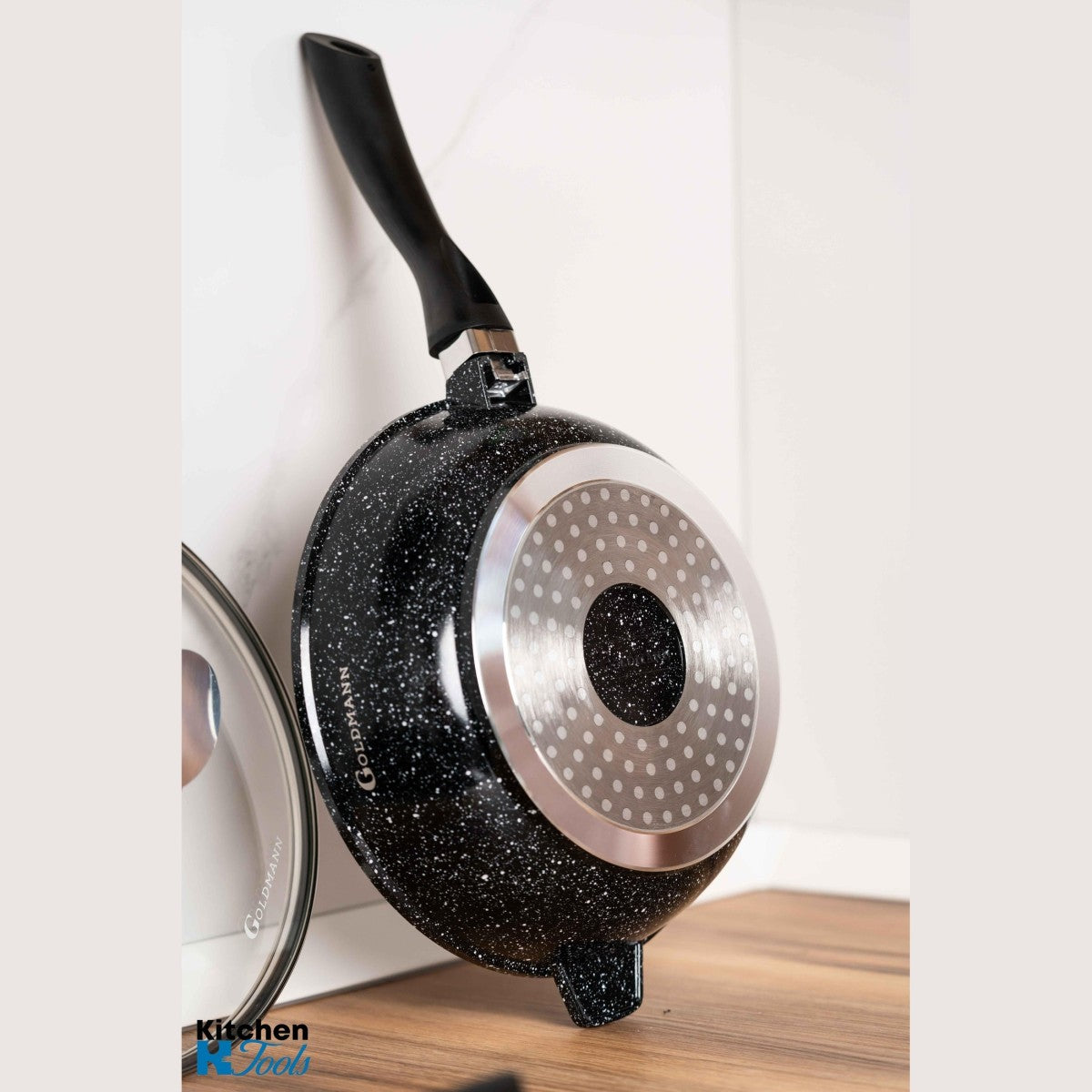 Комплект тенджери от 8 части, 20/24/28 cm, 2.3l 2.3l/4.5l/6.5l, лят алуминий, мраморна външна част, керамична вътрешност