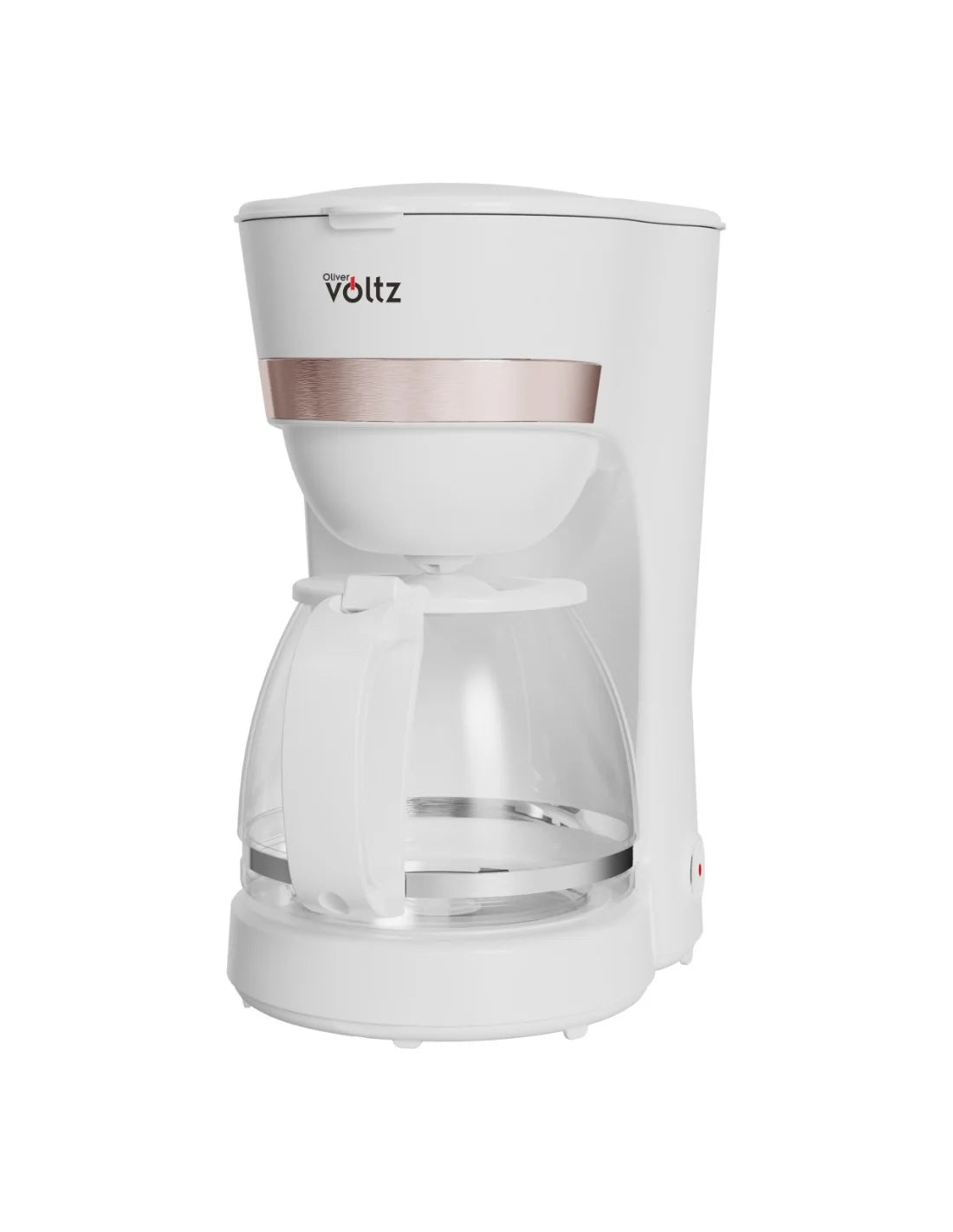 Кафемашина Oliver Voltz, 600W, 1.25 л, Противокапкова система, Прозрачен резервоар за вода, Бял