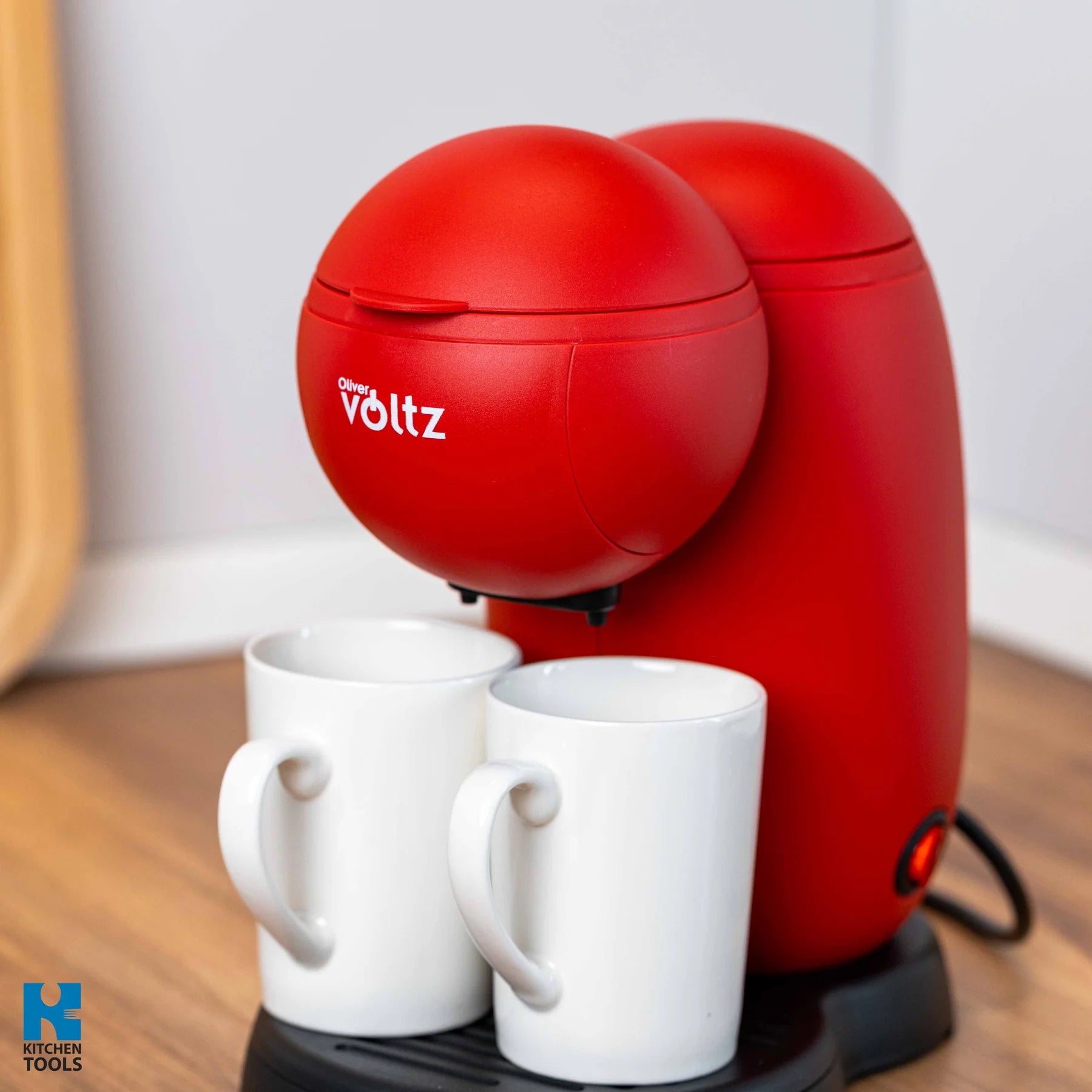 Кафемашина Oliver Voltz, 450W, 300 мл, 2 керамични чаши, Червен