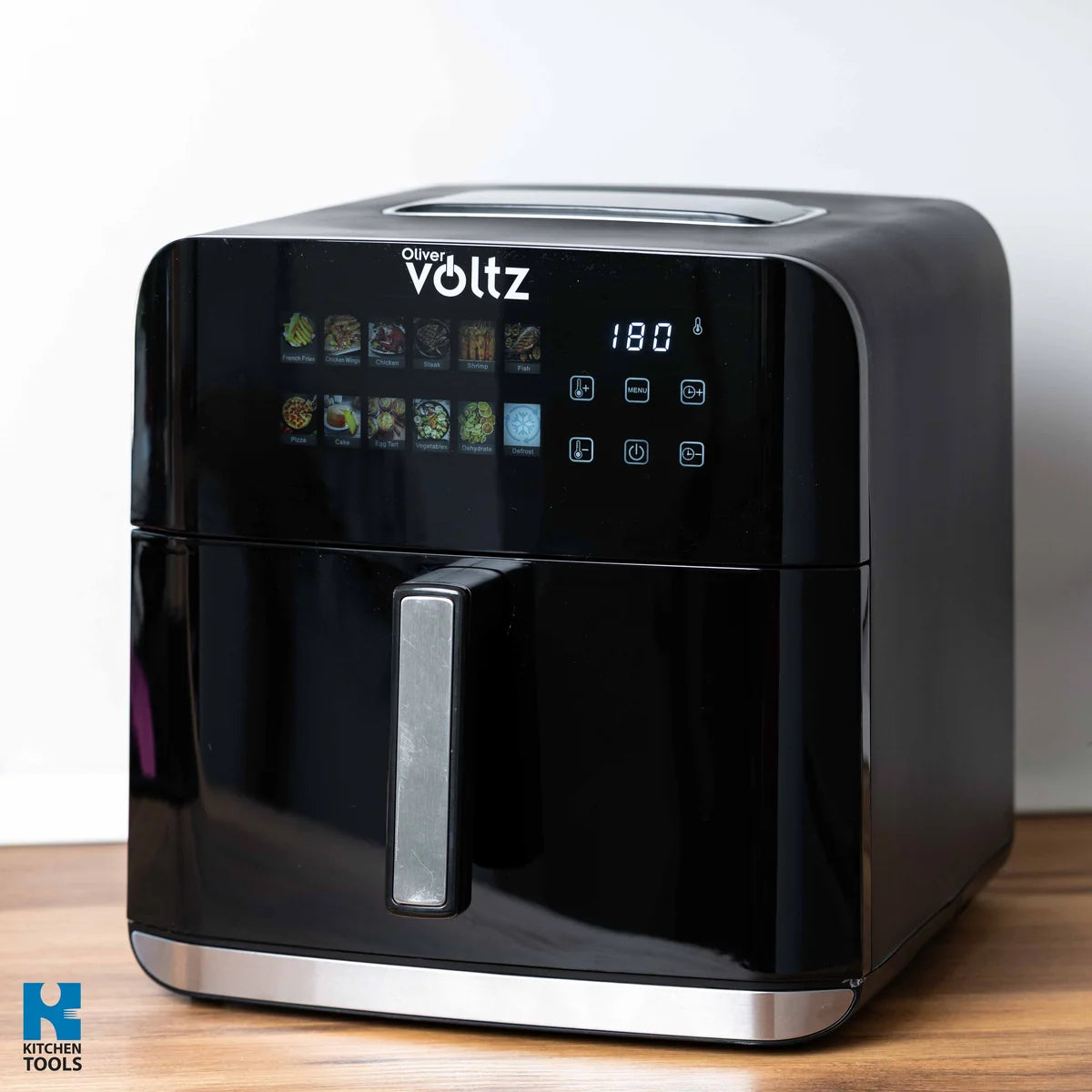 Еърфрайър с прозорец Oliver Voltz, 1800W, Двоен нагревател, 12 Програми, LED дисплей, 8 литра, Черен