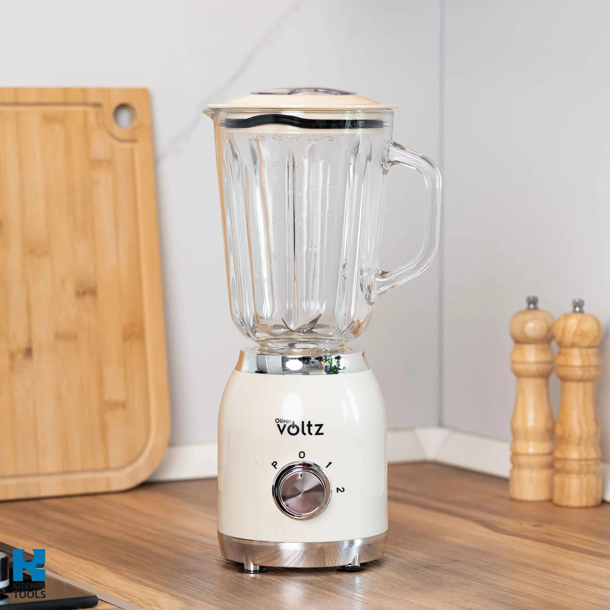 Блендер Voltz, 600W, 1.5 л, 2 скорости + Pulse, Стъклена кана, Крем