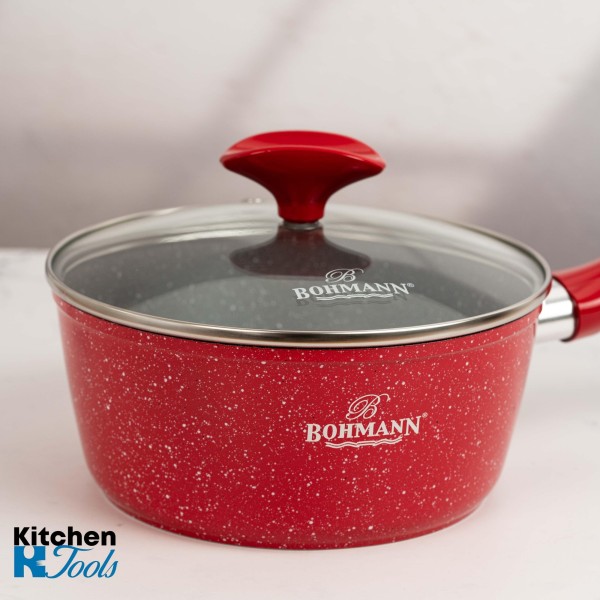 Червена мраморна тенджера Bohmann 1.4L