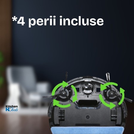 Прахосмукачка робот Oliver Voltz OV51004A, 4400mAh, 600 мл, До 200 m2, Wi-Fi, Tuya Smart, Жироскоп, Черен