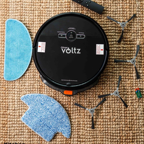 Прахосмукачка робот Oliver Voltz OV51004A, 4400mAh, 600 мл, До 200 m2, Wi-Fi, Tuya Smart, Жироскоп, Черен