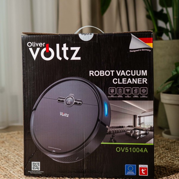 Прахосмукачка робот Oliver Voltz OV51004A, 4400mAh, 600 мл, До 200 m2, Wi-Fi, Tuya Smart, Жироскоп, Черен