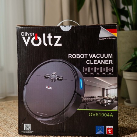 Прахосмукачка робот Oliver Voltz OV51004A, 4400mAh, 600 мл, До 200 m2, Wi-Fi, Tuya Smart, Жироскоп, Черен
