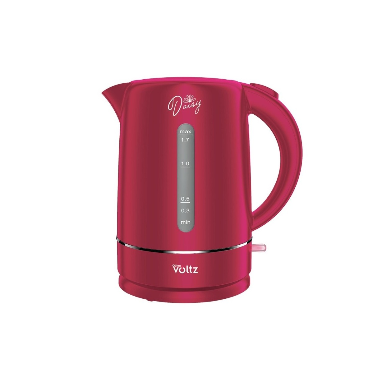Електрическа кана, 1700 мл, 2200 W, автоматично изключване, въртяща се на 360° основа, Oliver Voltz Daisy, червена