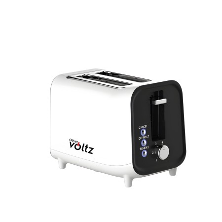 Тостер, 2 филийки, 3 функции, 800W, Cool Touch, електронно управление, функция за размразяване, Oliver Voltz, бял