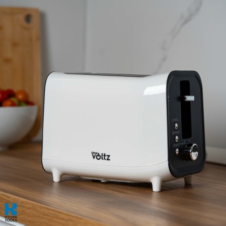 Тостер, 2 филийки, 3 функции, 800W, Cool Touch, електронно управление, функция за размразяване, Oliver Voltz, бял