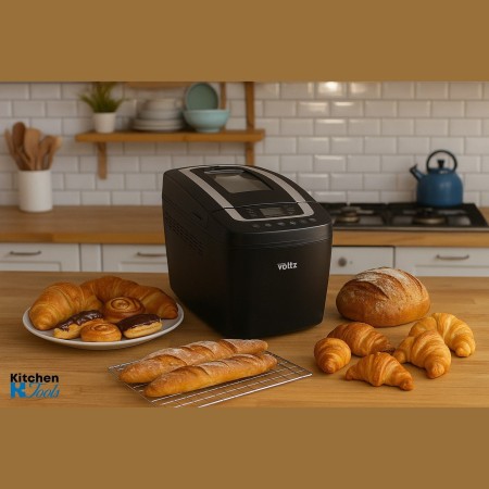 Хлебопекарна, 12 програми, 3 нива на изпичане, 800W, 1.25кг, LCD екран, Oliver Voltz, черна