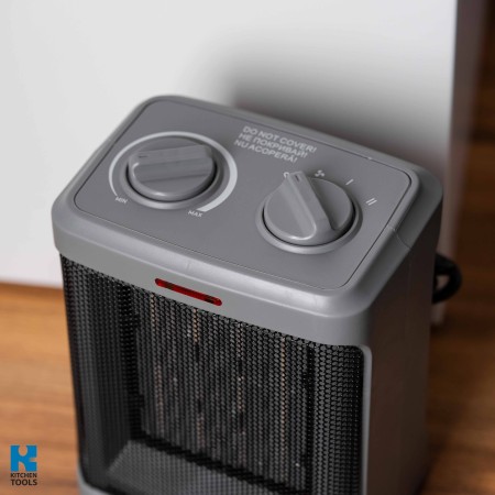 Керамична вентилаторна печка Oliver Voltz OV51970H, 1500W, 3 режима, 2 темп. настройки, Термостат, Защита при преобръщане, Сив