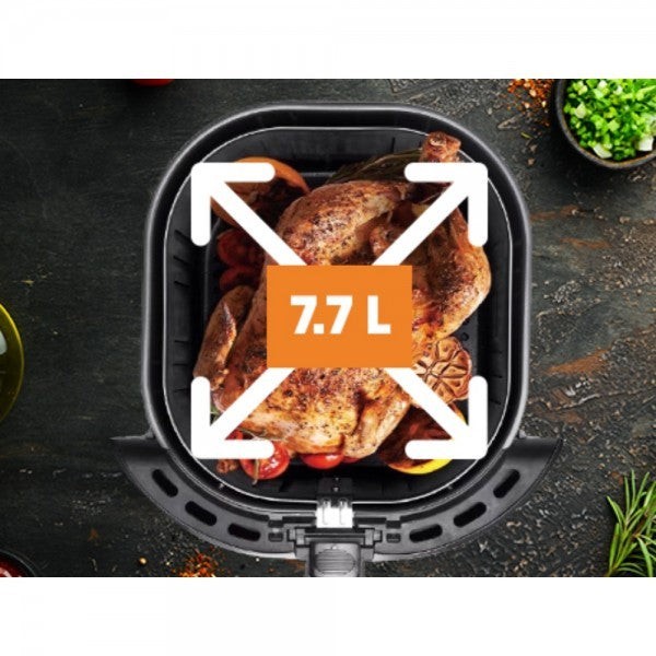 Airfryer 8 в 1, 1800W, 7.7 литра, 80°C - 200°C, 60 мин. таймер, LED екран, 8 програми, Oliver Voltz, черен