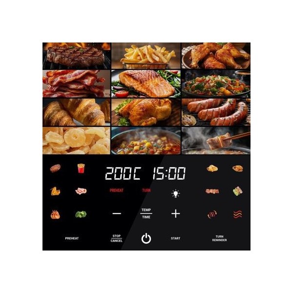 Airfryer ClearView 12 в 1, 1700 W, 7 литра, 80°C - 200°C, 60 мин. таймер, 12 програми, Oliver Voltz, черен