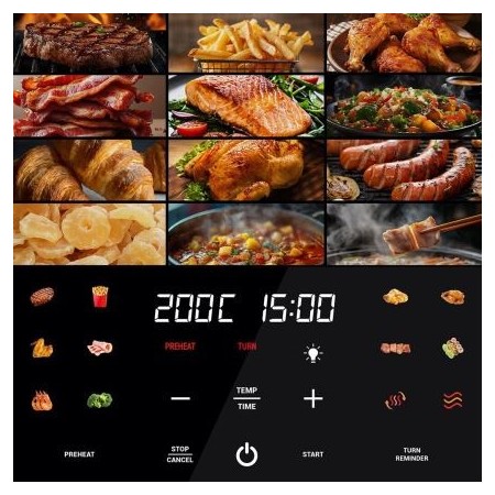 Airfryer ClearView 12 в 1, 1700 W, 7 литра, 80°C - 200°C, 60 мин. таймер, 12 програми, Oliver Voltz, черен