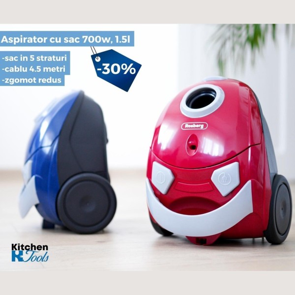 Прахосмукачка Rosberg, 700W, ниско шумна, синя