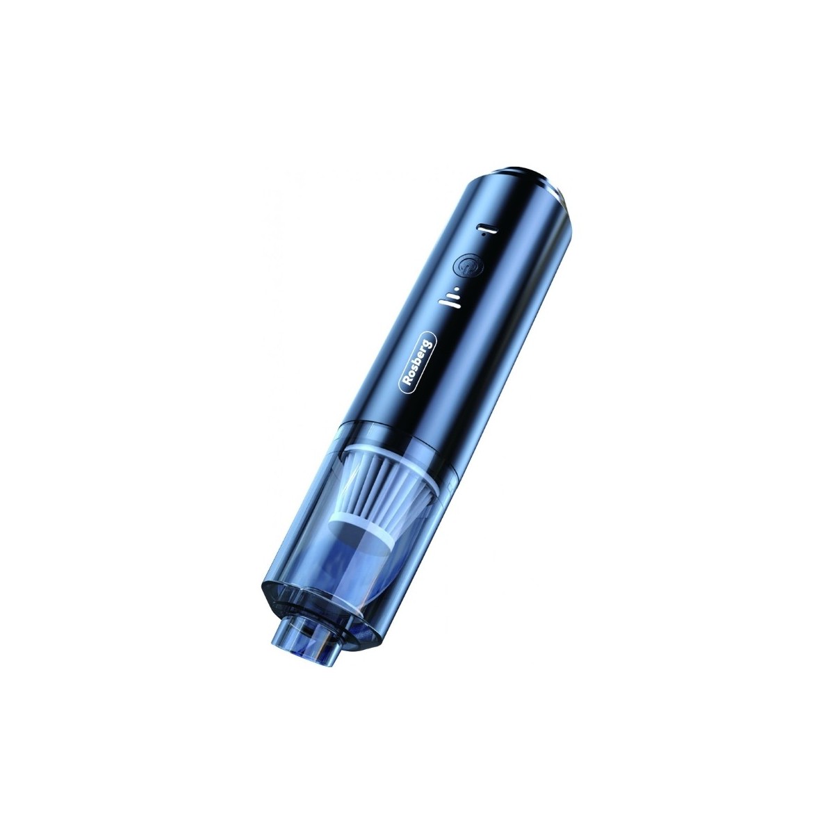 Безжична преносима прахосмукачка, 1800mAh, 100ml, 65W, HEPA филтър, засмукване/издухване, Rosberg, синя