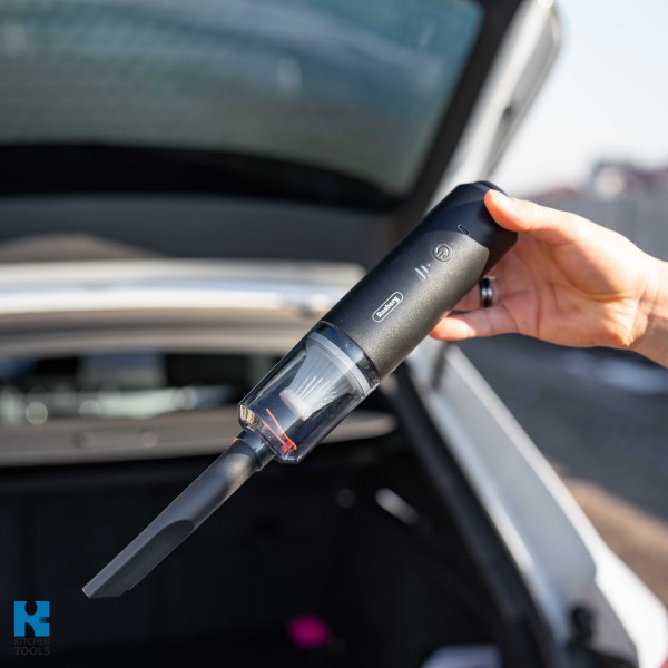 Безжична преносима прахосмукачка, 1800mAh, 100ml, 65W, HEPA филтър, засмукване/издухване, Rosberg, синя
