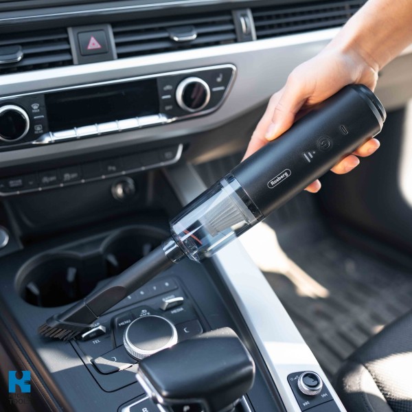 Безжична преносима прахосмукачка, 1800mAh, 100ml, 65W, HEPA филтър, засмукване/издухване, Rosberg, синя