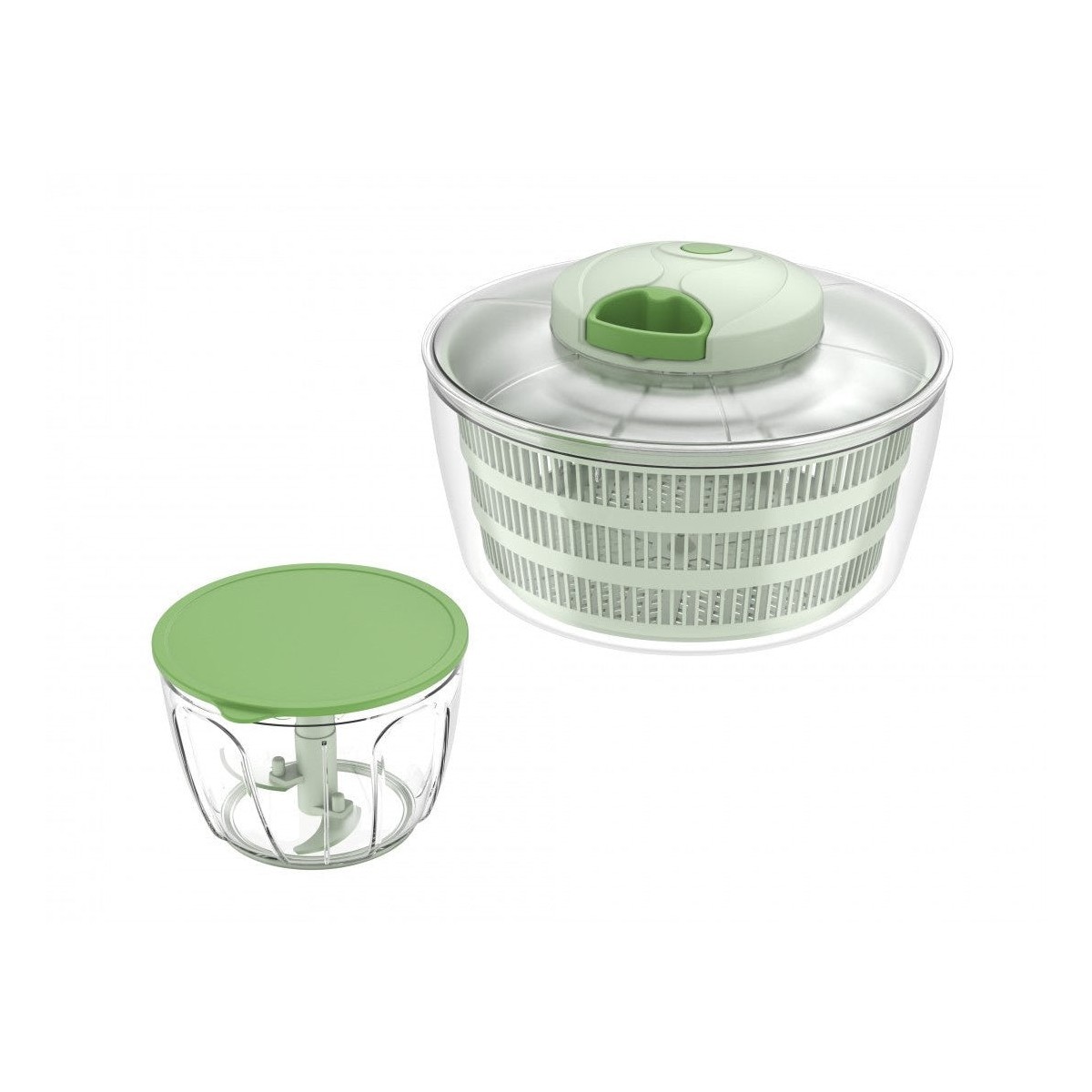 2 в 1 ръчна сушилня за салати, 24,5 см/4 литра, ръчен блендер с 3 остриета, 0,65 литра - зеленчуци/плодове/ядки, Oliver Voltz