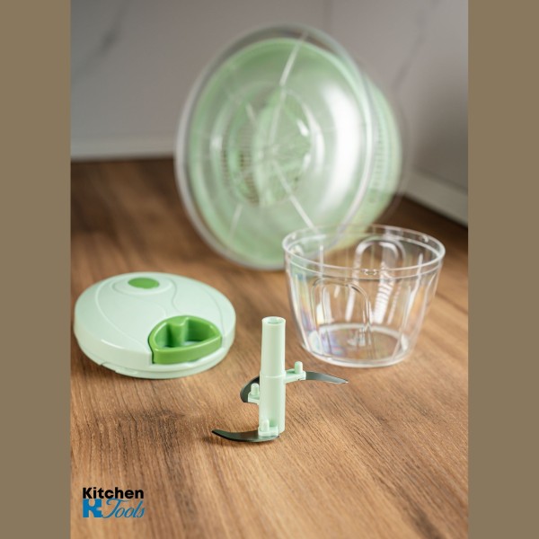 2 в 1 ръчна сушилня за салати, 24,5 см/4 литра, ръчен блендер с 3 остриета, 0,65 литра - зеленчуци/плодове/ядки, Oliver Voltz