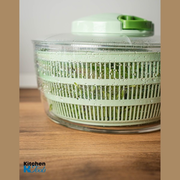 2 в 1 ръчна сушилня за салати, 24,5 см/4 литра, ръчен блендер с 3 остриета, 0,65 литра - зеленчуци/плодове/ядки, Oliver Voltz