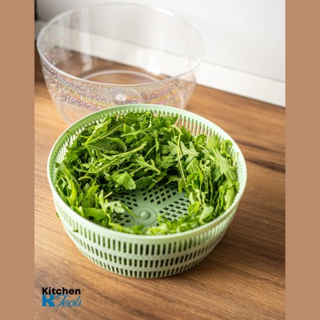 2 в 1 ръчна сушилня за салати, 24,5 см/4 литра, ръчен блендер с 3 остриета, 0,65 литра - зеленчуци/плодове/ядки, Oliver Voltz