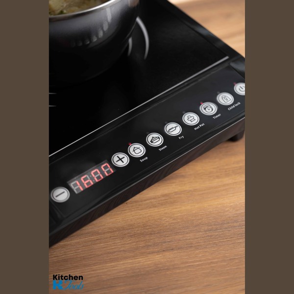 Двоен индукционен котлон Rosberg, 4000 W, 8 степени на мощност и температура, Защита, Черен