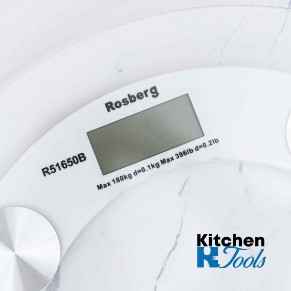 Дигитален кантар за баня Rosberg, 180 кг, прозрачно стъкло