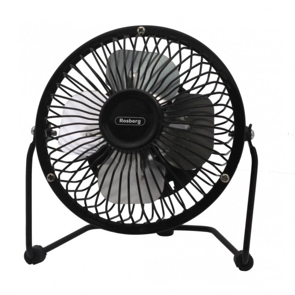 USB вентилатор Rosberg, 19 см, Черен