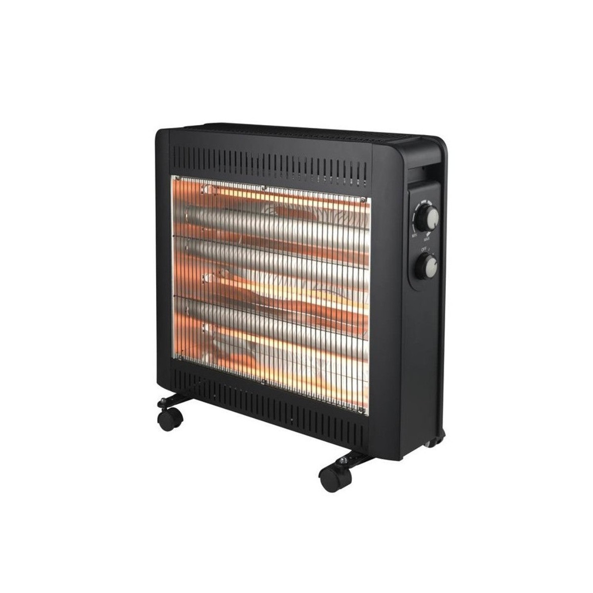 Кварцова печка Rosberg R51972E, 2400W, 4 реотана, 2 степени, Защита при преобръщане, Черен