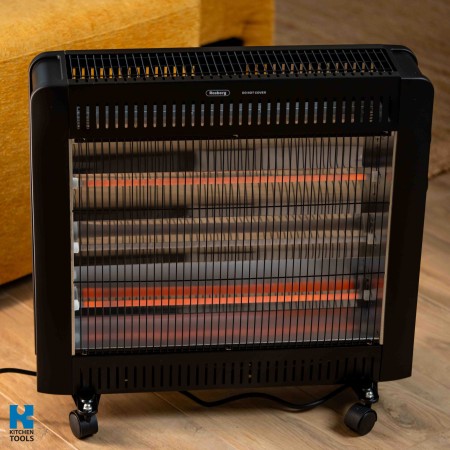 Кварцова печка Rosberg R51972E, 2400W, 4 реотана, 2 степени, Защита при преобръщане, Черен