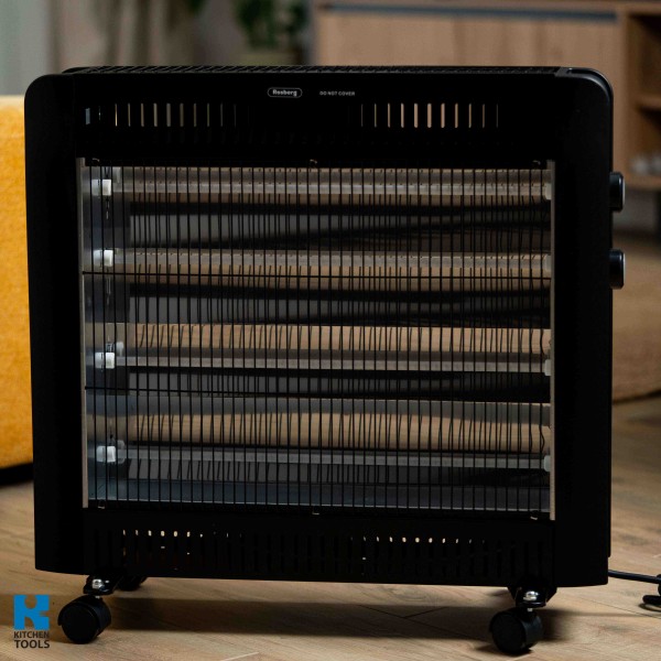 Кварцова печка Rosberg R51972E, 2400W, 4 реотана, 2 степени, Защита при преобръщане, Черен