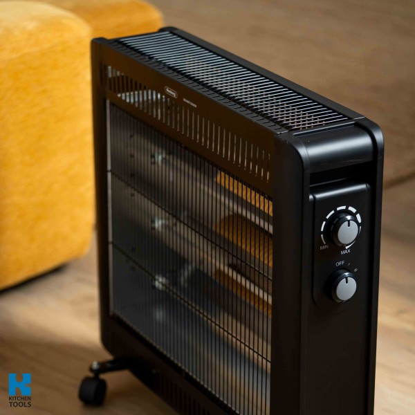 Кварцова печка Rosberg R51972E, 2400W, 4 реотана, 2 степени, Защита при преобръщане, Черен