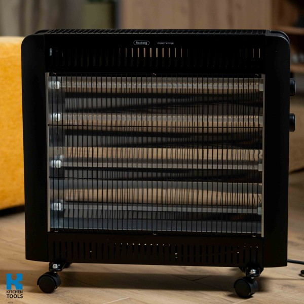 Кварцова печка Rosberg R51972E, 2400W, 4 реотана, 2 степени, Защита при преобръщане, Черен